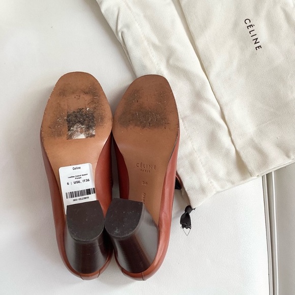Celine Leather Brown Peep Toe Pump 80 SZ 6/36 - Picture 10 of 12